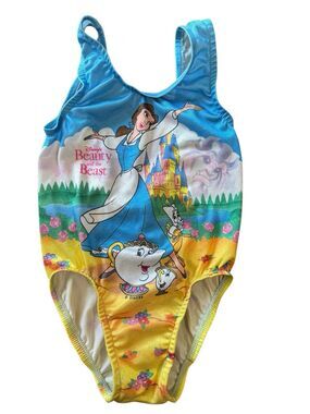 Vintage Disney Beauty & The Beast Belle Swimsuit Bathing Suit Toddler Union Made